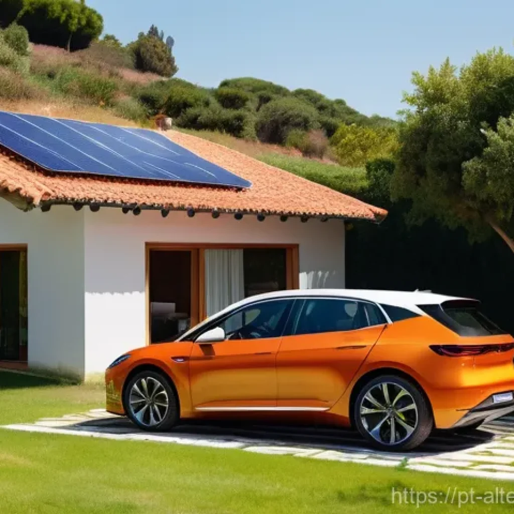대체에너지의 비즈니스 모델 - **Prompt 1: Sustainable Portuguese Home with Solar Autoconsumption.**
"A sunny, picturesque view...