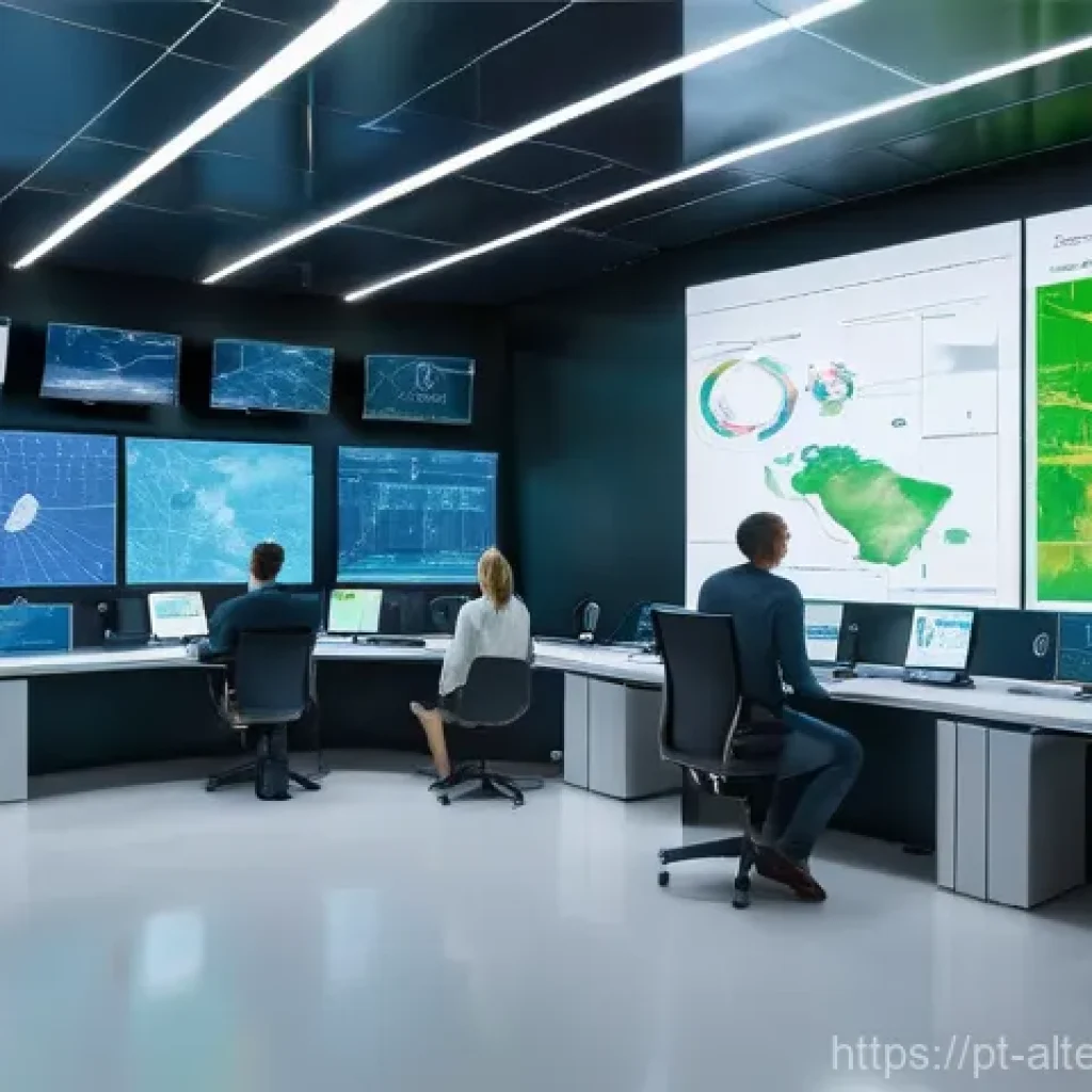 대체에너지 시장에 대한 예측 - **Prompt:** A visually stunning, high-tech control room bathed in soft, natural light, where a diver...