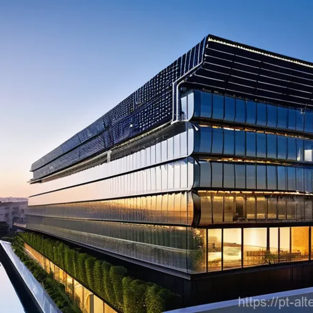 대체에너지 연구소 - **Flexible Perovskite Solar Panels Integrated into Modern Architecture**
"An optimistic, futuris...