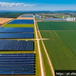 Home 23 대체에너지 기업의 시장 리더십 - A cutting-edge renewable energy facility in Brazil featuring a sprawling solar panel farm alongside ...